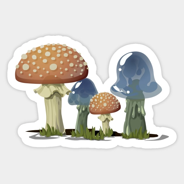 The Two Couple Mushrooms Sticker by LineXpressions